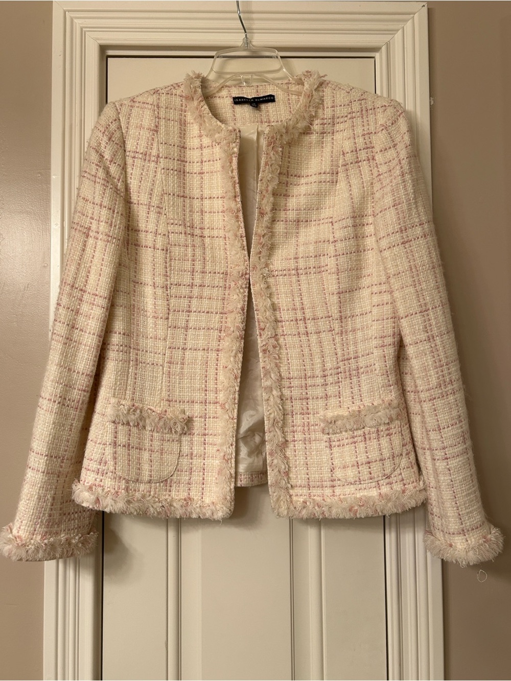 Isabella DeMarco Cream & Pink Tweed Jacket Sz 10